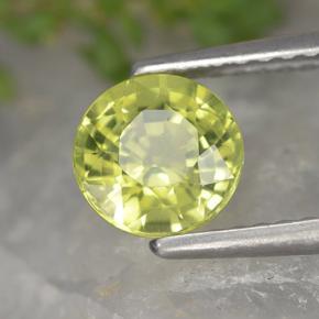 Crisoberilo Amarillo verdoso natural de 1.21 ct, Corte Redondo, VVS