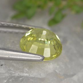 Crisoberilo Amarillo verdoso natural de 1.21 ct, Corte Redondo, VVS