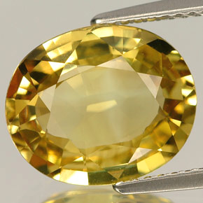 Crisoberilo amarillo natural de 5,20 ct, corte óvalo, VVS
