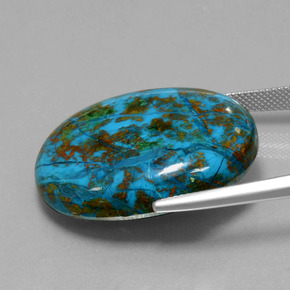 Crisocola multicolor natural de 47,87 ct, corte óvalo, opaco