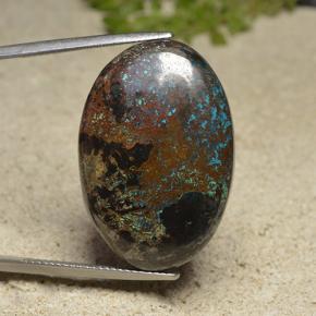 Crisocola multicolor natural de 46,89 ct, corte óvalo, opaco
