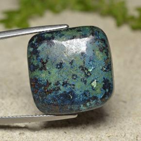 Crisocola multicolor natural de 23,94 ct, corte cojín, opaco