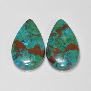 Gemas de crisocola multicolor natural de 10,79 ct, en forma de pera, opaco