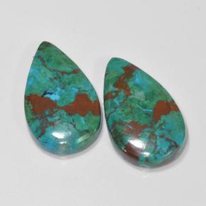 Gemas de crisocola multicolor natural de 10,79 ct, en forma de pera, opaco
