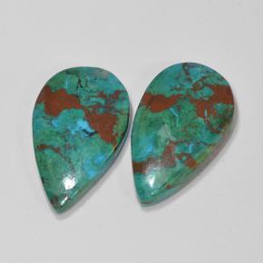 Gemas de crisocola multicolor natural de 10,79 ct, en forma de pera, opaco