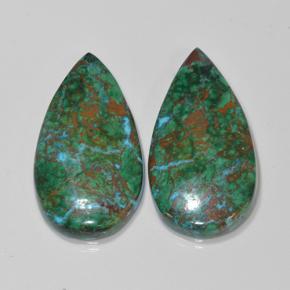 Gemas de crisocola multicolor natural de 25,04 ct, en forma de pera, opaco