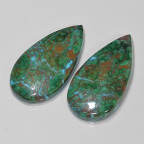 Gemas de crisocola multicolor natural de 25,04 ct, en forma de pera, opaco