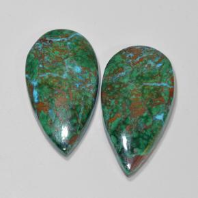 Gemas de crisocola multicolor natural de 25,04 ct, en forma de pera, opaco