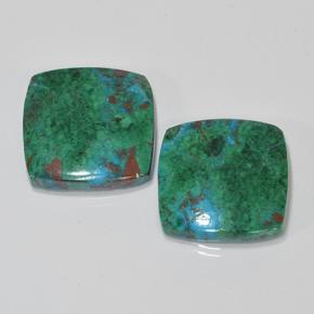 Gemas de crisocola multicolor natural de 17,54 ct, corte cojín, opaco