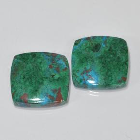 Gemas de crisocola multicolor natural de 17,54 ct, corte cojín, opaco