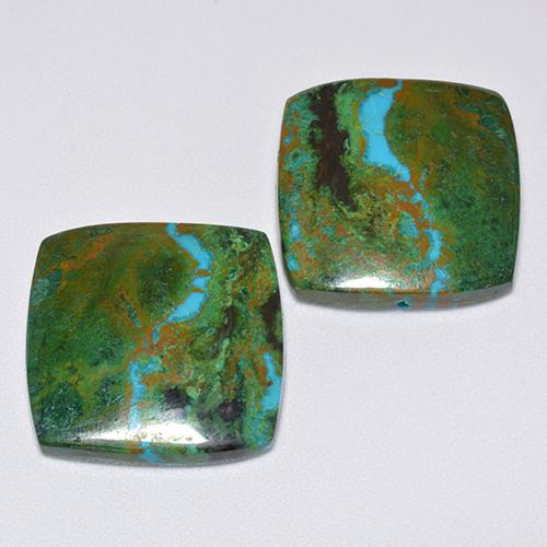 Gemas de crisocola multicolor natural de 20,05 ct, corte cojín, opaco