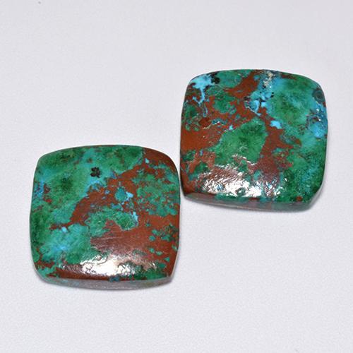 Gemas de crisocola Multicolor natural de 18.44 ct, Corte Cojín, Opaco