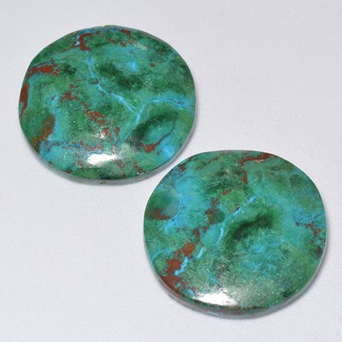 Gemas de crisocola multicolor natural de 18,56 ct, corte redondo, opaco