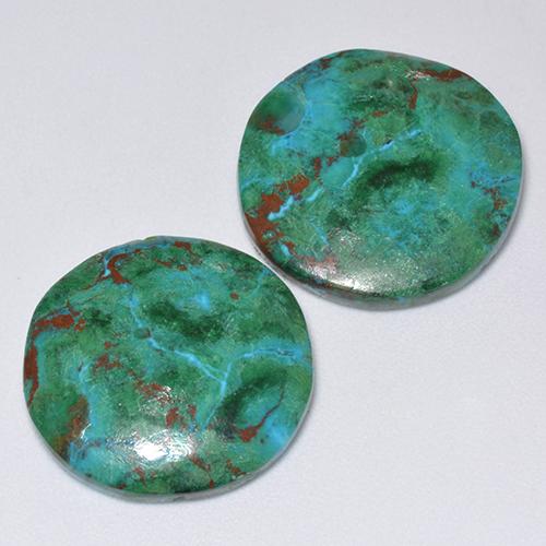 Gemas de crisocola multicolor natural de 18,56 ct, corte redondo, opaco