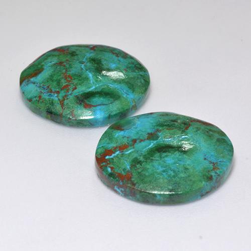 Gemas de crisocola multicolor natural de 18,56 ct, corte redondo, opaco
