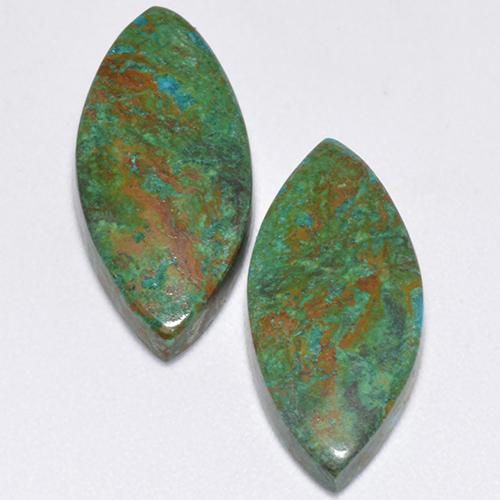 Gemas de crisocola multicolor natural de 8,61 ct, marquesa, opaco