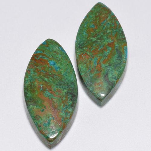 Gemas de crisocola multicolor natural de 8,61 ct, marquesa, opaco