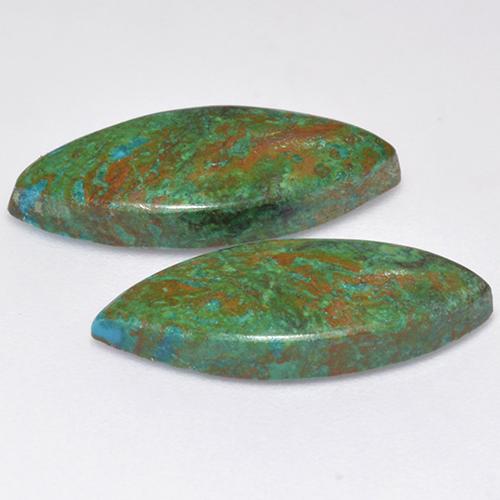 Gemas de crisocola multicolor natural de 8,61 ct, marquesa, opaco