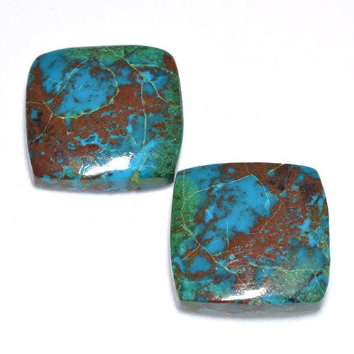 Gemas de crisocola multicolor natural de 13,01 ct, corte cojín, opaco