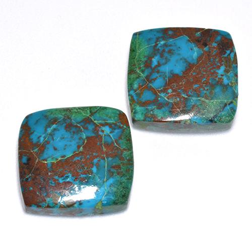 Gemas de crisocola multicolor natural de 13,01 ct, corte cojín, opaco