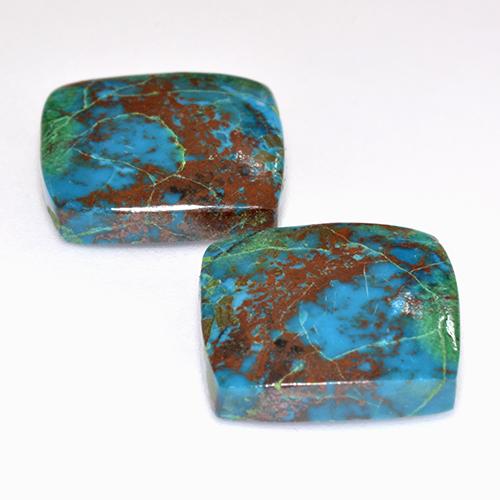 Gemas de crisocola multicolor natural de 13,01 ct, corte cojín, opaco