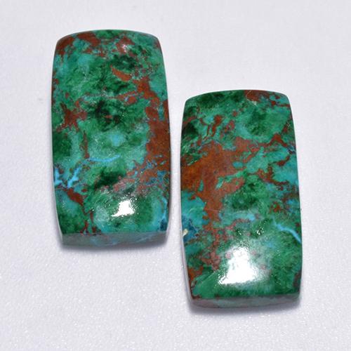 Gemas de crisocola multicolor natural de 14,61 ct, corte cojín, opaco