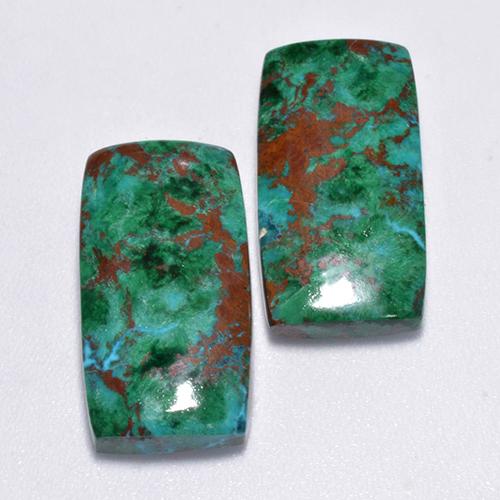 Gemas de crisocola multicolor natural de 14,61 ct, corte cojín, opaco