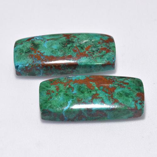 Gemas de crisocola multicolor natural de 14,61 ct, corte cojín, opaco