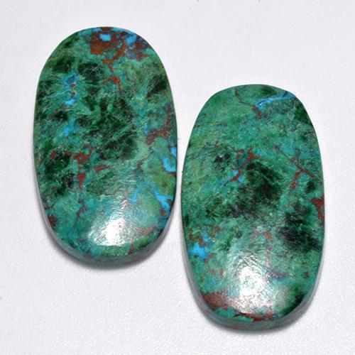Gemas de crisocola multicolor natural de 25,92 ct, corte óvalo, opaco