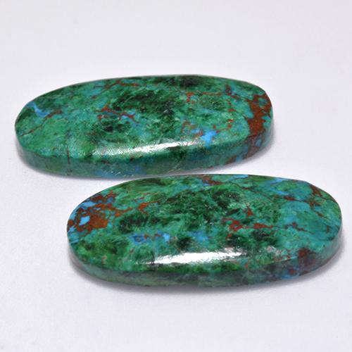 Gemas de crisocola multicolor natural de 25,92 ct, corte óvalo, opaco