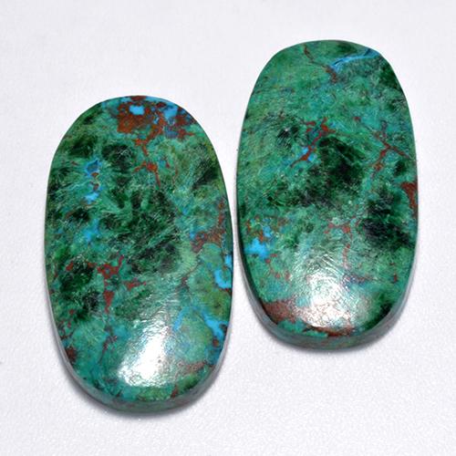 Gemas de crisocola multicolor natural de 25,92 ct, corte óvalo, opaco