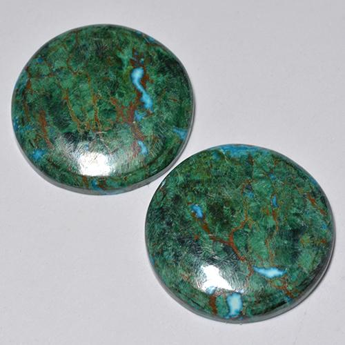 Gemas de crisocola Multicolor natural de 23.55 ct, Corte Redondo, Opaco