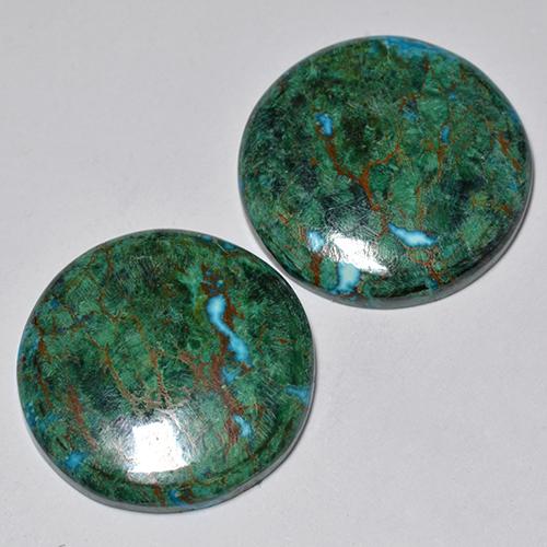 Gemas de crisocola Multicolor natural de 23.55 ct, Corte Redondo, Opaco