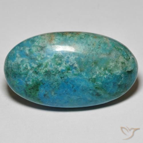 Crisocola Azul verdoso medio natural de 33.90 ct, Ovalada, Opaco