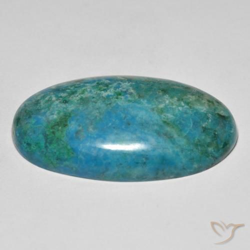 Crisocola Azul verdoso medio natural de 33.90 ct, Ovalada, Opaco
