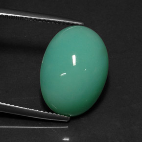 Crisoprasa verde natural de 13,08 ct, corte óvalo, opaco