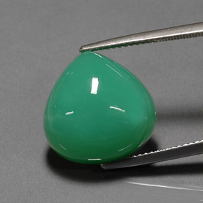 Crisoprasa verde natural de 13,48 ct, en forma de pera, opaco