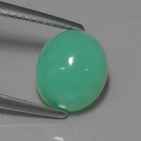 Crisoprasa Verde natural de 3.08 ct, Corte Óvalo, Translúcido