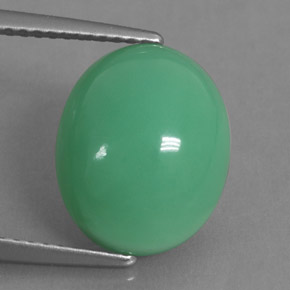 Crisoprasa verde natural de 5,43 ct, corte óvalo, opaco