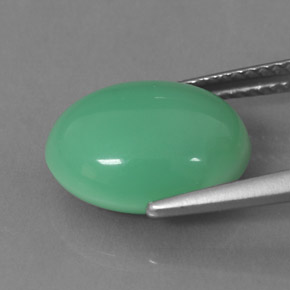 Crisoprasa verde natural de 5,43 ct, corte óvalo, opaco