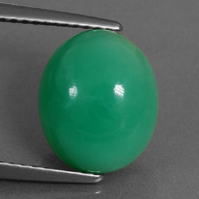Crisoprasa verde natural de 4,67 ct, corte óvalo, opaco