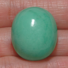 Crisoprasa verde natural de 39,50 ct, corte óvalo, opaco