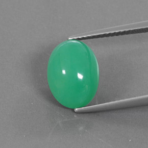 Crisoprasa verde natural de 5,44 ct, corte óvalo, opaco
