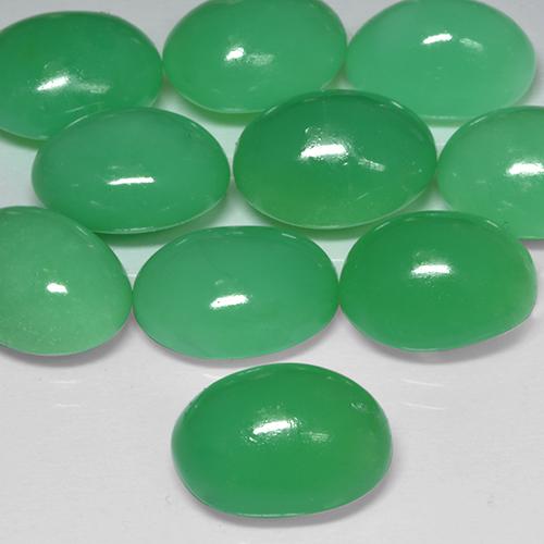 crisoprasa Verde amarillento natural de 4.95 ct, Ovalada, Opaco