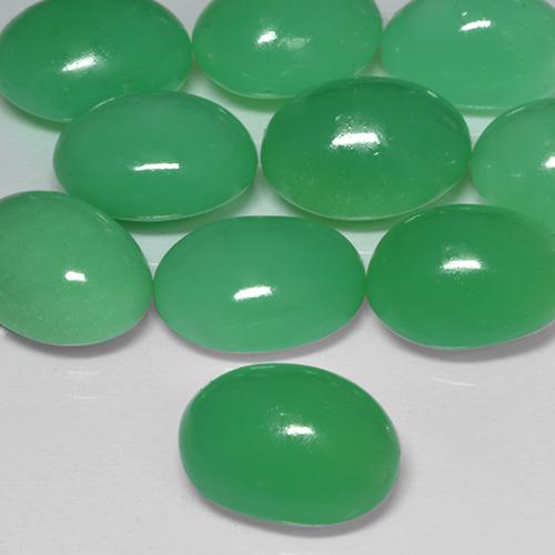 crisoprasa Verde amarillento natural de 4.95 ct, Ovalada, Opaco