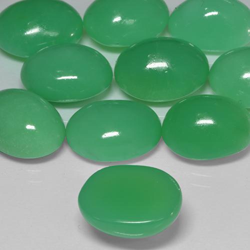 crisoprasa Verde amarillento natural de 4.95 ct, Ovalada, Opaco