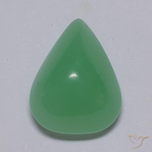 Crisoprasa verde natural de 6,86 ct, en forma de pera, translúcido