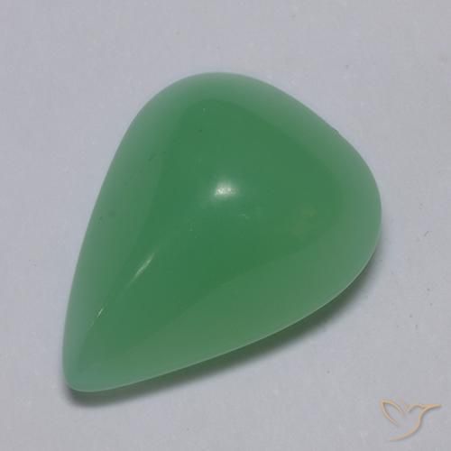 Crisoprasa verde natural de 6,86 ct, en forma de pera, translúcido