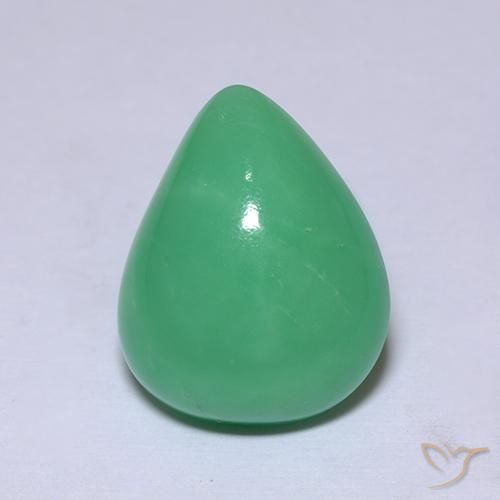 Crisoprasa verde natural de 7,53 ct, en forma de pera, opaco