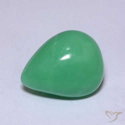 Crisoprasa verde natural de 7,53 ct, en forma de pera, opaco